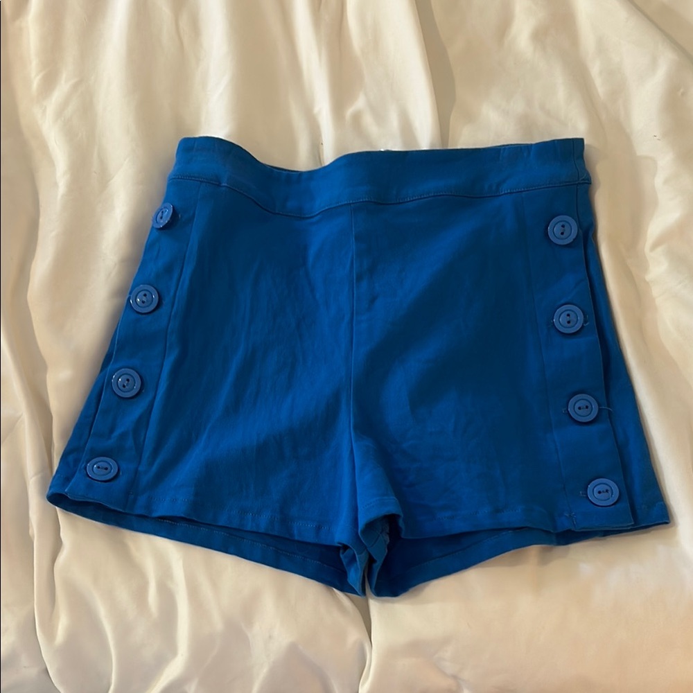 Corey Lynn Calter High Waist Blue Tailored Shorts